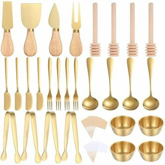 48 Pcs Charcuterie Boards Accessories Gold Serving Utensils Stainless Steel C...