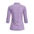 thumbnail image 3 of Uorisanigo Purple Women's 3/4 Sleeve Golf Top Comfortable Polyester Spandex Fabric Athletic Polo Workout Tops Relaxed Quick Dry Tennis Tops with Zipper Neck Workout Sports, 3 of 7