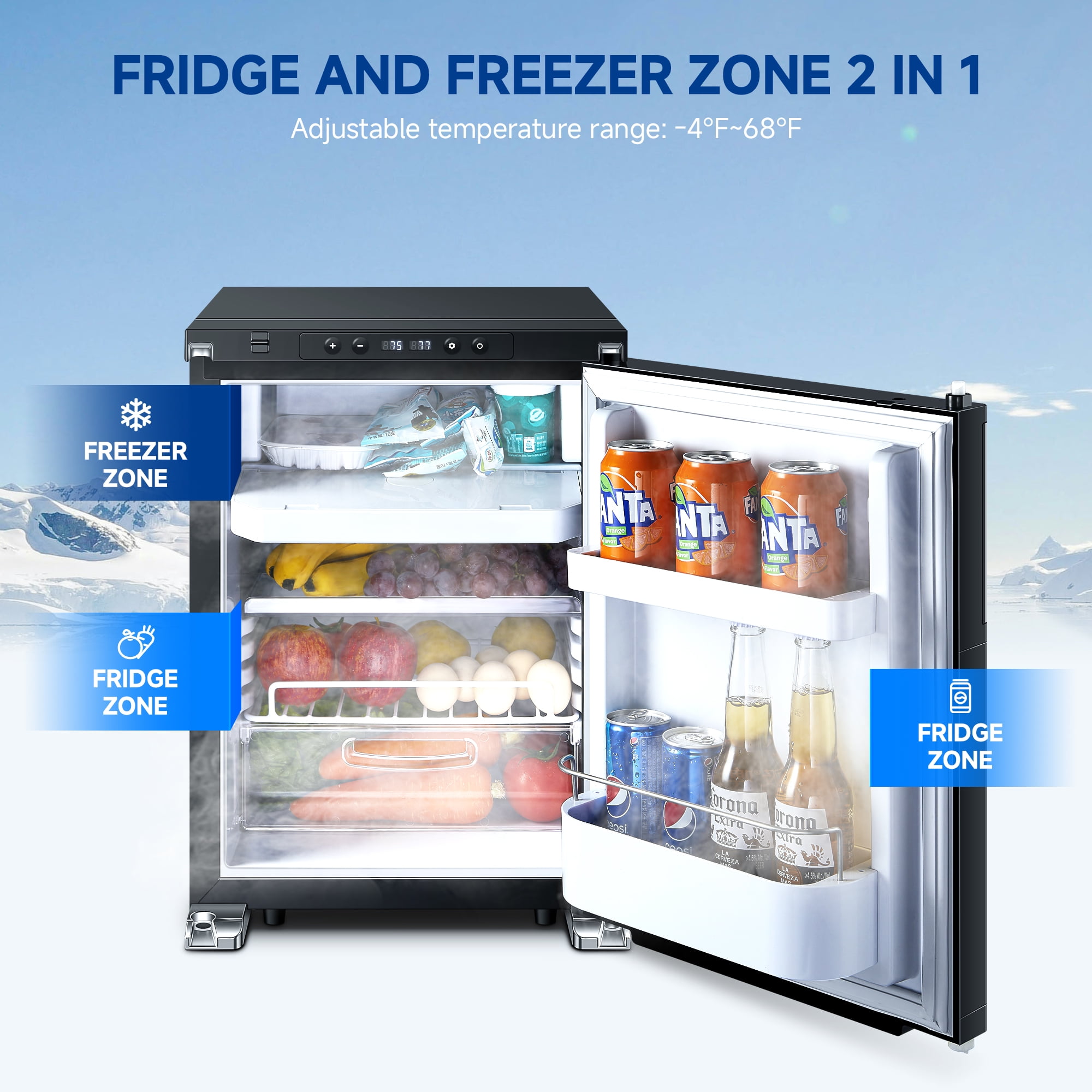 Aobosi Upgraded 12 Volt Car Refrigerator, 50L(1.76cu.ft) RV Fridge and Freezer, RV Refrigerator APP Control with Lock, (-4℉-46℉) Fridge Freezer 12/24V DC for Truck, RV, Camping, Travel