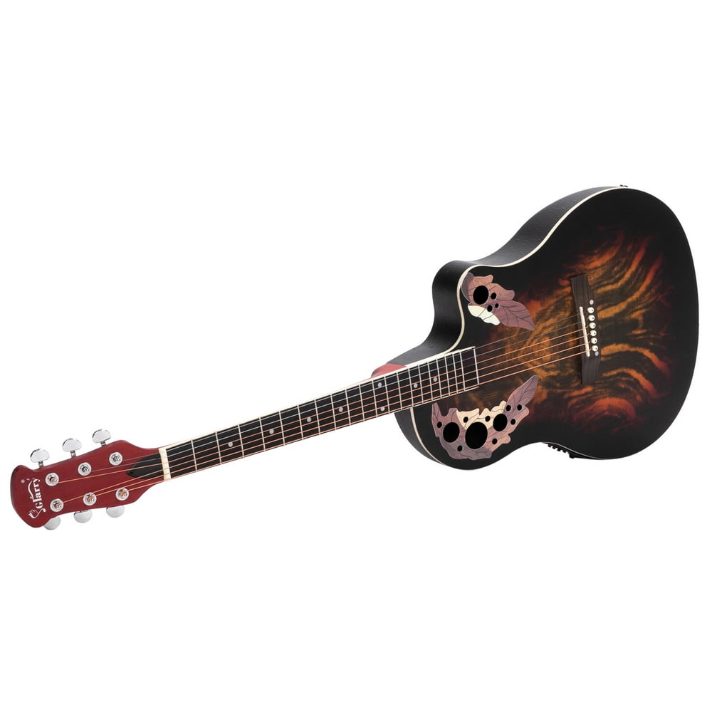 41 Inch Full-Size Cutaway Acoustic-Electric Guitar, Sunset Color Grape Sound Hole Guitar, Spruce Top Round-back Guitar for All Music Styles