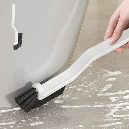 Bathroom Cleaning Brush with Stiff Bristles | 11.42 Inch Plastic Handle | Multipurpose Scrub for Toilet Floor Tile Kitchen Bathtub | Right Angle Head | White | 1 Pack
