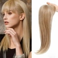 thumbnail image 5 of Hair Topper with Bangs for Women, 3D 360° Coverage Clip In Hair Piece, Natural Looking Fluffy Synthetic Topper for Thinning Hair and Daily Volume Enhancement(Rose Gold,One Size), 5 of 7