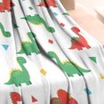 thumbnail image 3 of White Cartoon Dinosaurs Geometric Shapes Pattern Blanket,Comfortable Soft Flannel Throw Blanket,All Season,Warm Lightweight Blankets for Sofa Bed Couch Living Room Chair,30"x40", 3 of 4