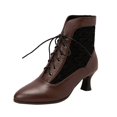 thumbnail image 6 of Mepaouo Womens Vintage Kitten Heel Ankle Boots Renaissance Lace Up Pointed Toe Wingtip Witch Booties, 6 of 7