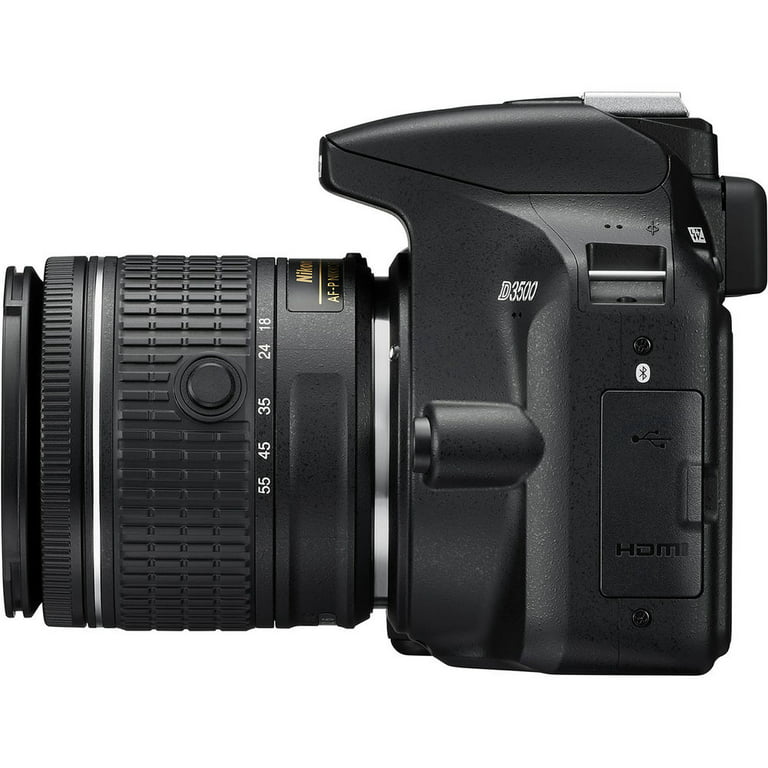 Nikon D3500 24.2MP DSLR Digital Camera with AF-P DX 18-55mm Lens (1590)  Bundle with SanDisk 64GB SD Card + Camera Bag + Filter Kit + Spare Battery  + Telephoto Lens 