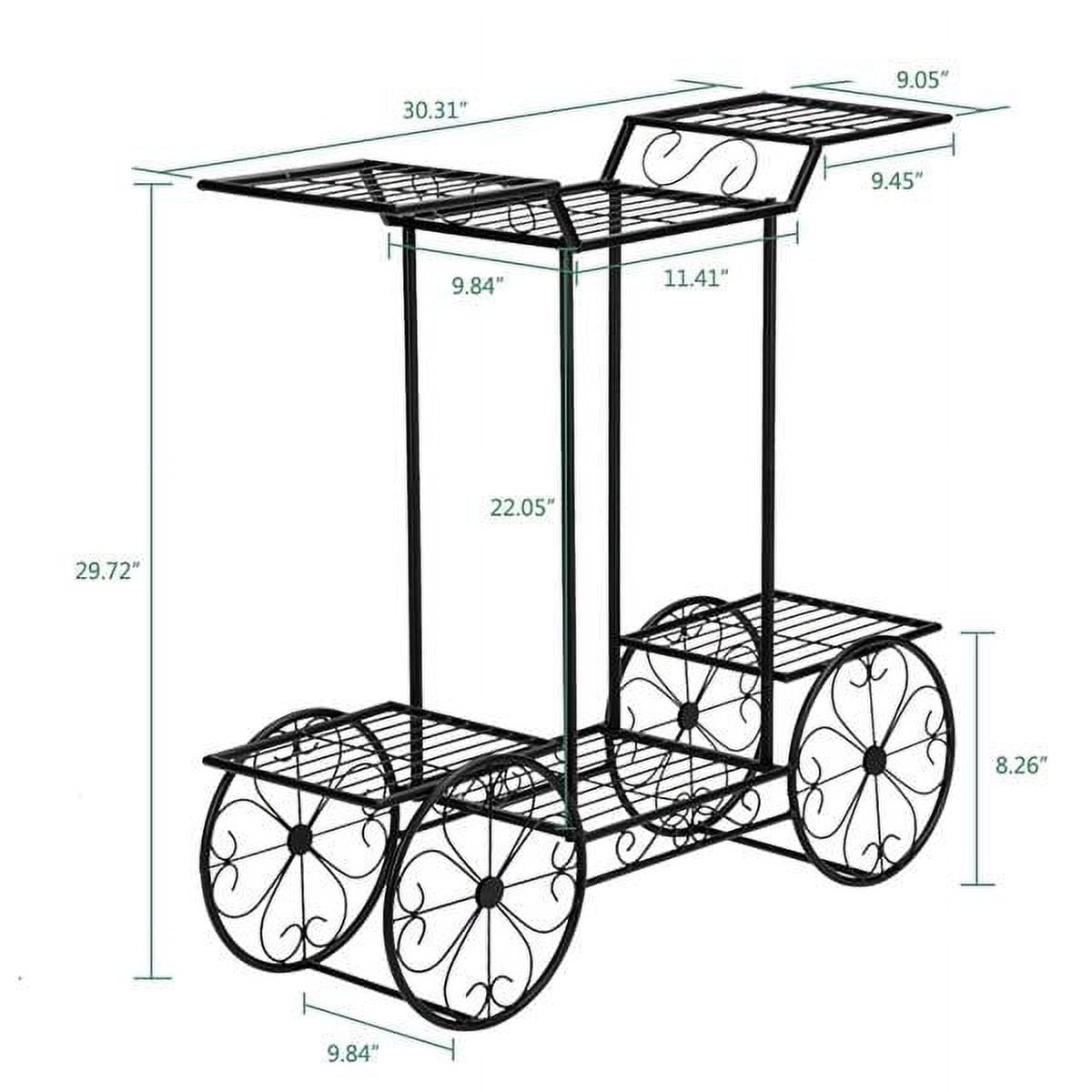 Modern Black Metal 6-Pot Detachable Plant Stand - Indoor/Outdoor Garden Patio Deck Display Rack