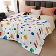 thumbnail image 2 of Colorful Polka Dot Throw Blanket, Flannel Fleece Blanket with Striped Design for Couch, Rainbow Color Polka Dots Abstract Soft Breathable All Season Plush Blankets for Sofa Office Travel 40"x50", 2 of 9
