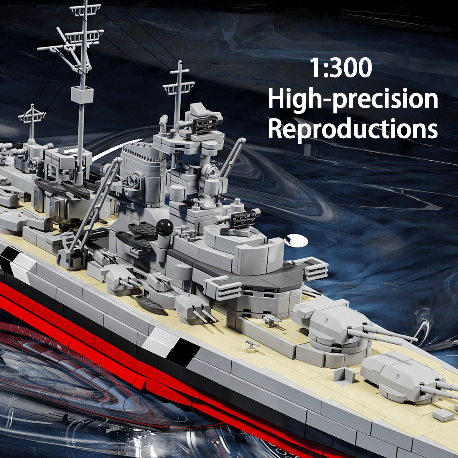 muuchuuBismarck Battleship Building Set for Adults, 1:300 Warship Model Building Kit, Realistic WW2 German Military Battleship Building Toy, Perfect Boys Girls Gifts & Collector Display (2686 PCS)