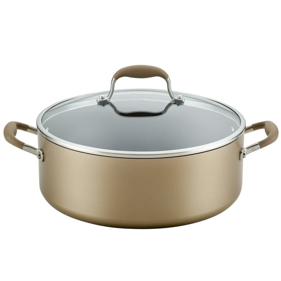 Anolon Advanced Home 7.5 Quart Hard-Anodized Nonstick Wide Stockpot with Lid, Bronze