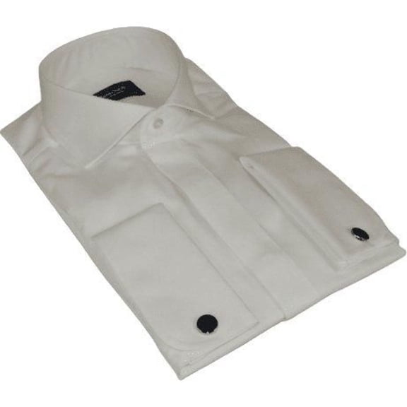 Men Sateen Cotton Blend Shirt Manschett Quesste Turkey Slim Fit 4130-02 Ivory