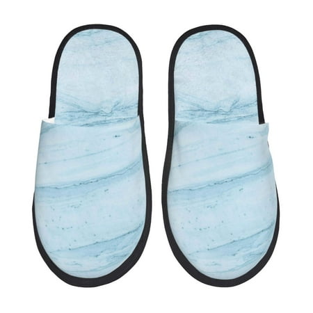 Balery Blue Marble Slient Indoor Furry Fleece Comfort House Shoes Soft Non-Slip Home Shoes Cotton slippers House Slippers-- Large