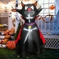 thumbnail image 1 of Gymax Cape Rouge Halloween 4,7 Pieds Chat Vampire Gonflable Décoration Extérieure avec Lumières LED, 1 of 10