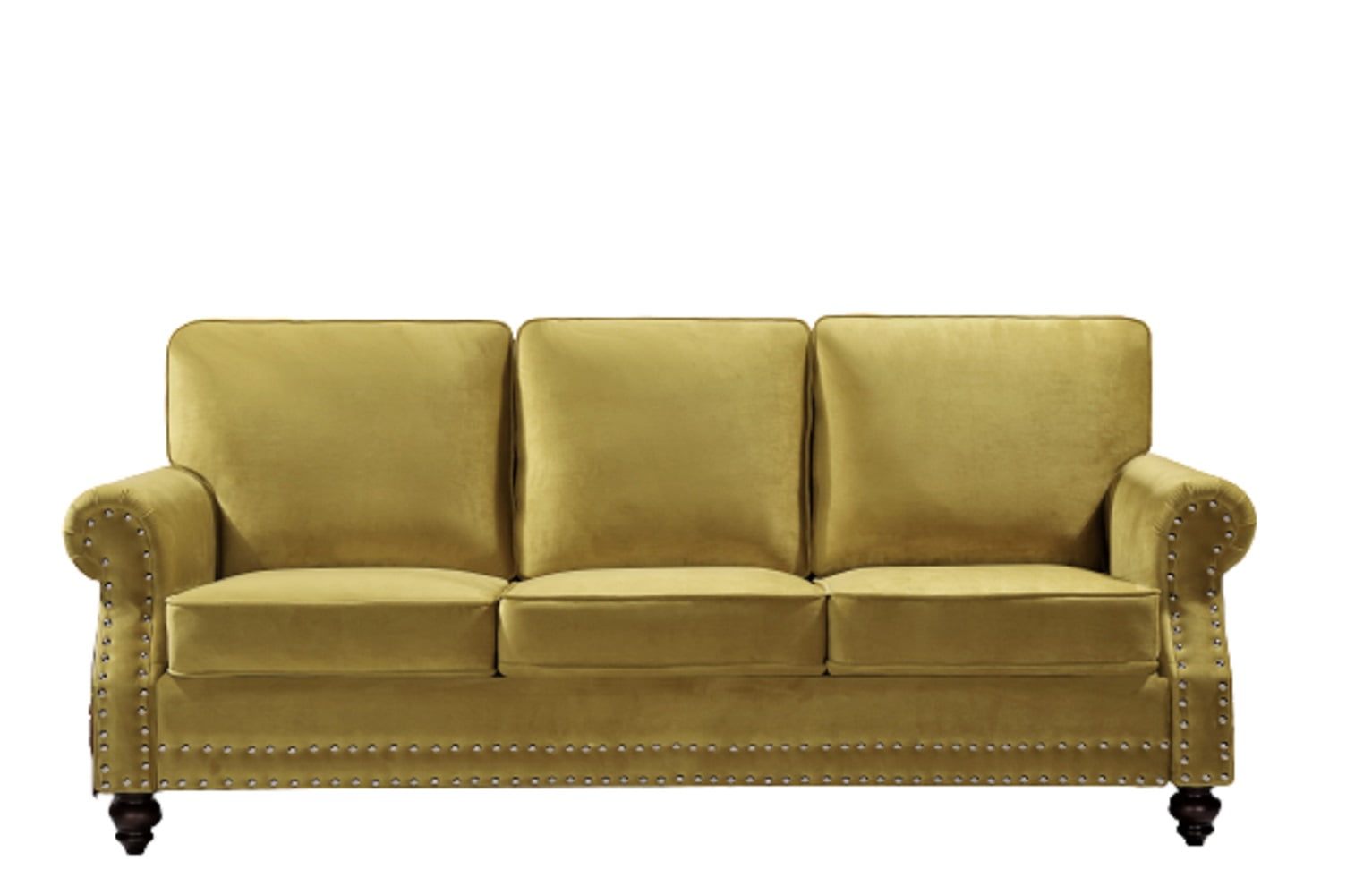 Uspridefurniture Feingold 2 Piece Velvet Living Room Set, Sofa Loveseat, Yellow
