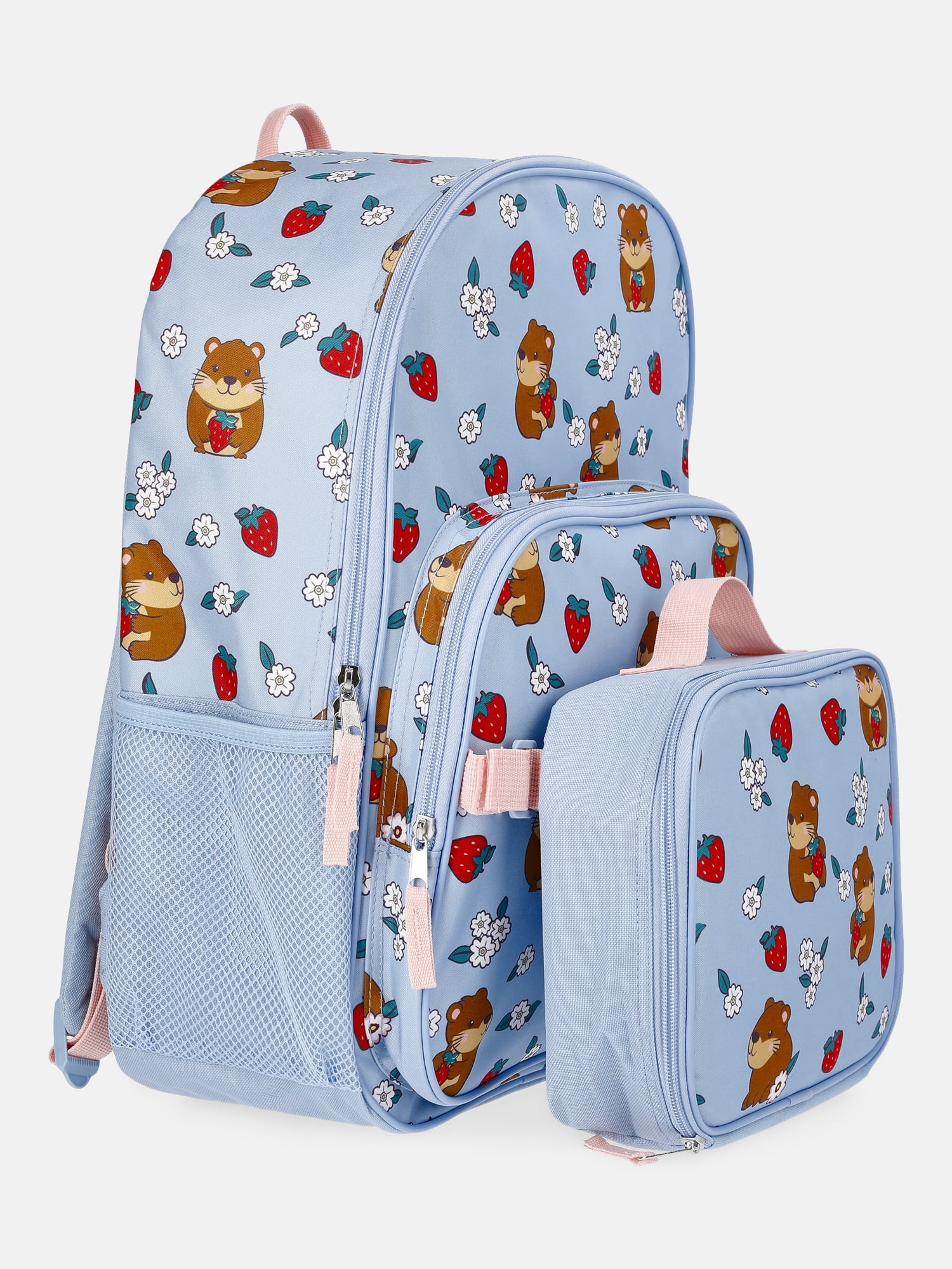 Wonder Nation Girl's 17" Cappy Berry Capybara Backpack & Lunch Set, Blue