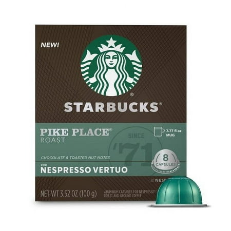 Starbucks Coffee Nespresso Vertuo Pike Place Roast Capsules 8 count (Pack of 1)
