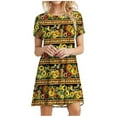 thumbnail image 6 of Patlollav Plus Size Womens Dresses Clearance,Ladies Plain Loose Loose Floral Sunflower Print Short Sleeve Dress, 6 of 6