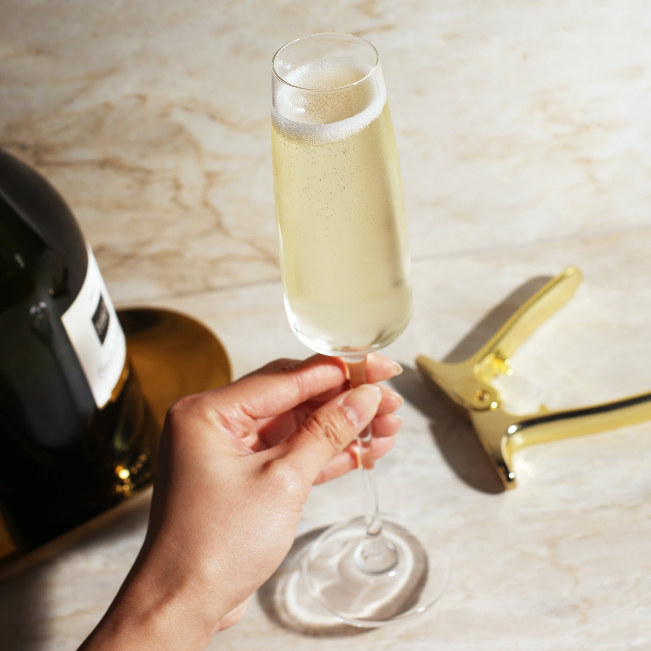 Viski Reserve Julien Champagne Flutes, Home Bar Party Gifts 5.75oz Set of 4