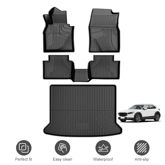 Fit for Mazda CX-30 2020-2026 All Weather TPE Heavy Duty Non-Slip Floor Mats & Cargo Mats Full Set CX30 Accessories