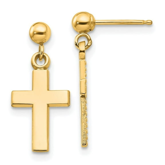 Auriga Fine Jewelry 14K Yellow Gold Polished Cross Stud Earrings for Women