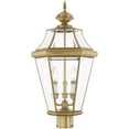 thumbnail image 2 of 3 Light Antique Brass Outdoor Post Lantern Pendant Lighting Fixture with Clear Beveled Glass Shade backed with Hand Crafted Solid Brass material for patio, front porch, entryway and more, 2 of 6