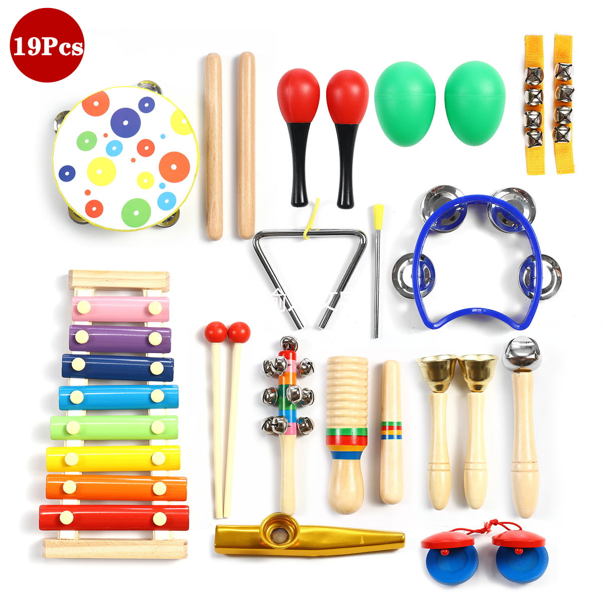 8/19Pcs Kids Children Musical Drum Bell Hammer Trumpet Instrument Toys Set Gift 