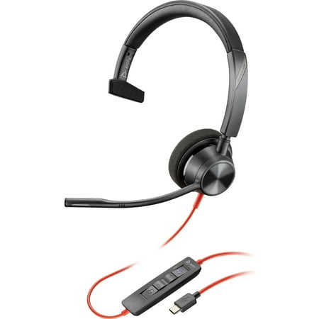 Poly Blackwire 3310 USB-C Headset - Mono - USB Type C - Wired - 32 Ohm - 80 Hz - 20 kHz - On-ear - Monaural - Open - 7.05 ft Cable - Omni-directional Microphone - Black