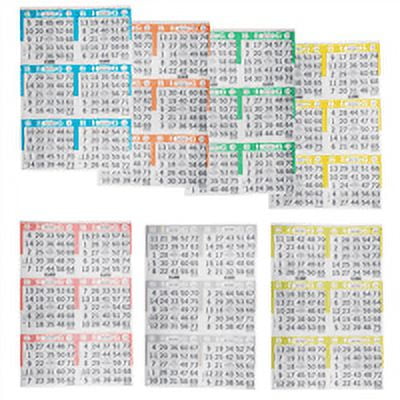 American Games Bingo Paper Game Cards - 6 cards - 7 sheets -100 books per pack - 7 Colors, Made in USA