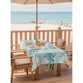 thumbnail image 2 of Outdoor Tablecloths with Umbrella Hole & Zipper, Teal Red Turtle Coastal Rectangle Tablecloth 52x70 Inch, Summer Beach Nautical Coral Starfish Waterproof Table Cloth, Patio/Pool/Picnic Table Covers, 2 of 8