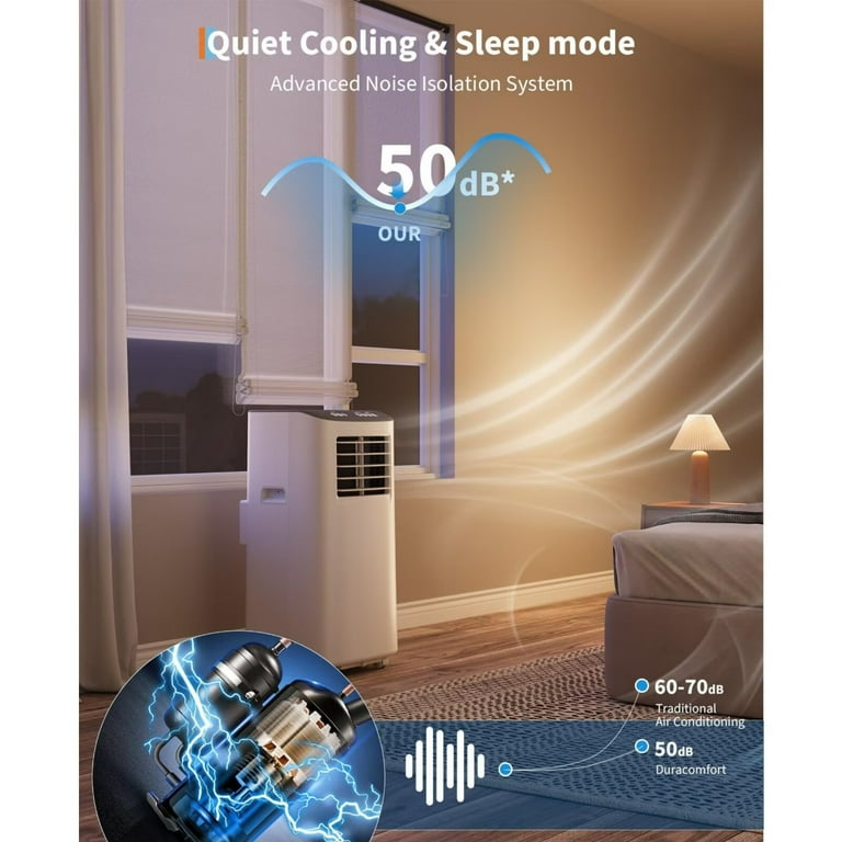 HELLONE Portable Air Conditioner, 8000 BTU Quiet Cooling with