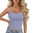 thumbnail image 3 of QIUOMBBP Compression Tank Top for Women Scoop Neck Solid Spaghetti Strap Shirts Slim Fit Summer Casual Camisole Tops Purple Free Size, 3 of 8