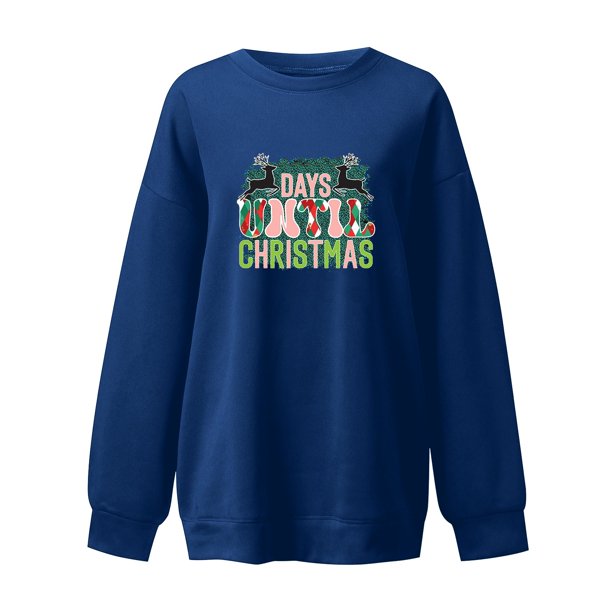 Sudadera sin capucha Gibobby Suéter divertido con estampado de cuadros y gorro navideño de leopardo de felpa navideña Azul XL