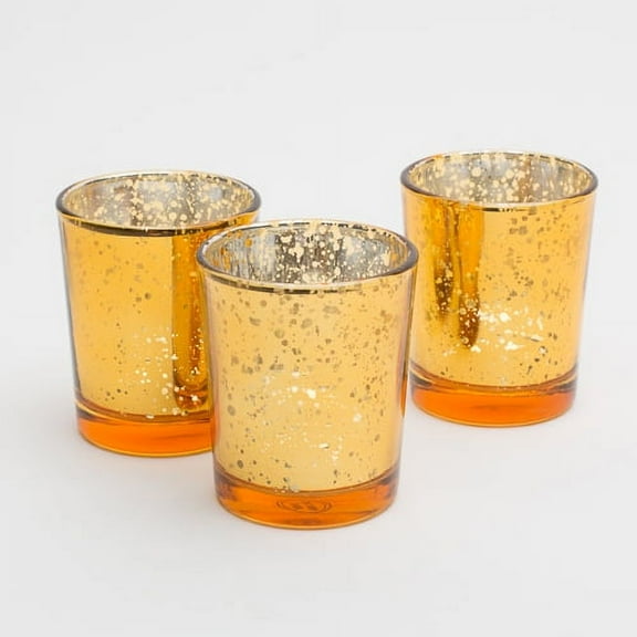 Richland Votive Candles & Richland Votive Holders Amber Gold Mercury Set of 12