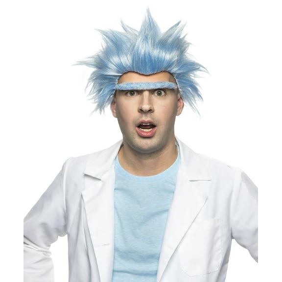 Mad Grandpa Color Sky Blue - Enigma Wigs Gramps Rick Eyebrow Set Wild Scientist Unibrow Morty Style Bundle MaxWigs Costume Wig Care Guide
