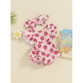 thumbnail image 4 of Aojekbee Baby Girls Summer Romper Flying Sleeve Tiered Ruffle Floral Romper with Headband, 4 of 10