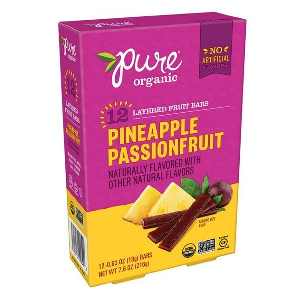 Pure Organic Fruit Bars, Pineapple Passion, 12 ct, 0.63 oz Walmart