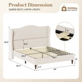 thumbnail image 6 of Neche Queen Upholstered Platform Bed Frame - 51" Tall Curved Wingback, Soft Fabric, Retro Sleigh Style, No Box Spring Needed, Easy Assembly, Beige, 6 of 10