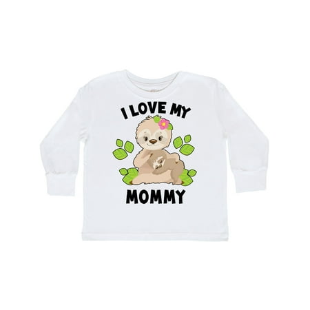 

Inktastic Cute Sloth I Love My Mommy with Green Leaves Gift Toddler Boy or Toddler Girl Long Sleeve T-Shirt