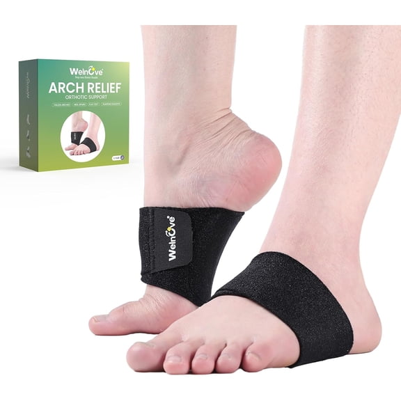Welnove Arch Support Inserts Pads for Pain Relief - Heel Cushions Brace for Plantar Fasciitis Relief, Compression Cushioned Heel Cups Sleeves Flat Feet, Foot Heel Pain, Men & Women
