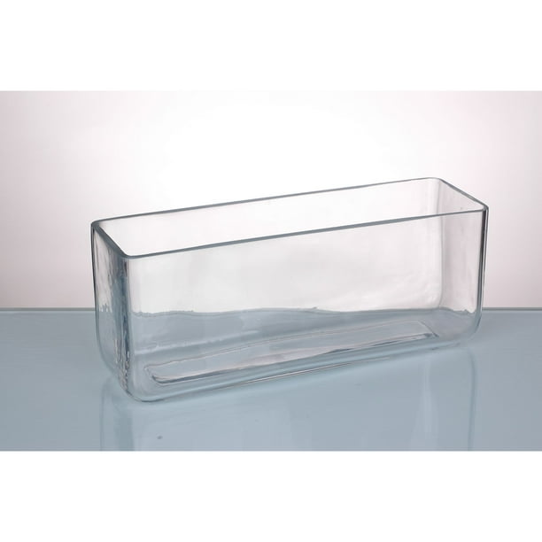 11.5” Clear Solid Rectangular Shaped Glass Vase