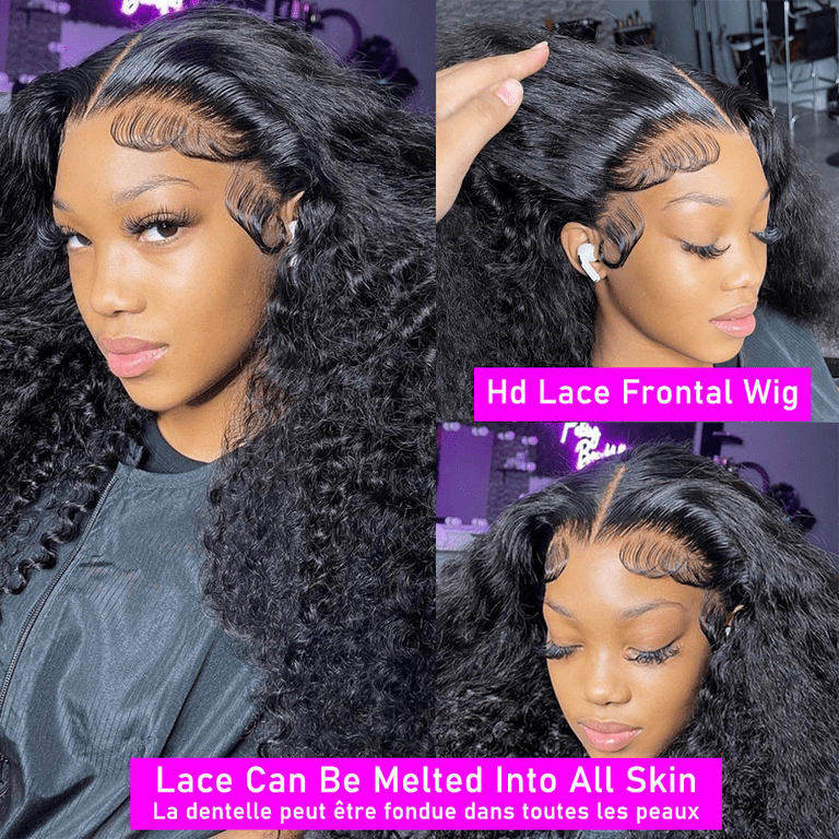 13x6 HD Transparent Deep Wave Lace Front Wigs Human Hair Wigs for Black Women Glueless Brazilian Virgin Lace Frontal Wigs Human Hair Pre Plucked With Baby Hair Natural Black 26 Inch