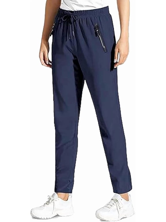 Women's Stretch Active Pants, Lightweight Comfy Casual Pants with Zipper Pockets