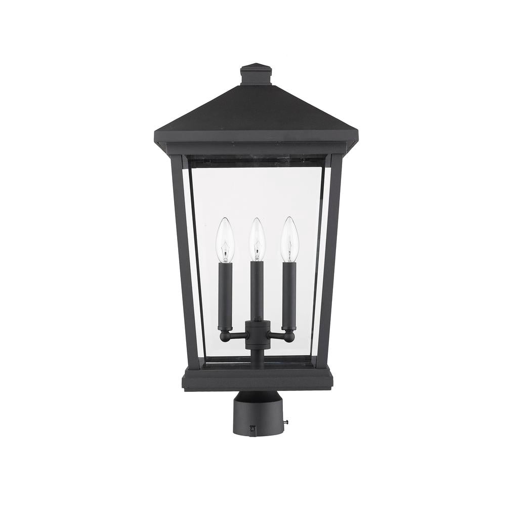 Beacon 3 Light Outdoor Post Mount Fixture Clear Beveled