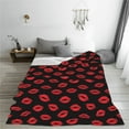 thumbnail image 6 of Throw Blanket for Couch Sofa and Bed, Sexy Red Lips Kiss Super Soft Cozy Plush Throw Blanket, Fuzzy Lightweight Warm Comfy Cute Flannel Blanket & Throws for All Season 60"x50", 6 of 7