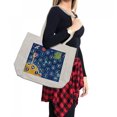 thumbnail image 2 of Cartoon Activity Shopping Bag, Random Letters of the Alphabet in the Outer Space with Planets and Stars, Eco-Friendly Reusable Bag for Groceries Beach and More, 15.5" X 14.5", Cream, by Ambesonne, 2 of 2