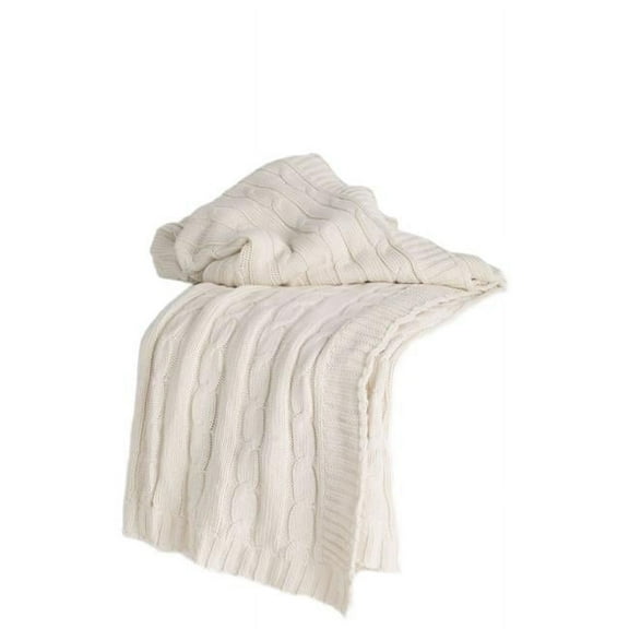 Ivory Knitted 100 Percent Cotton Throw Blanket