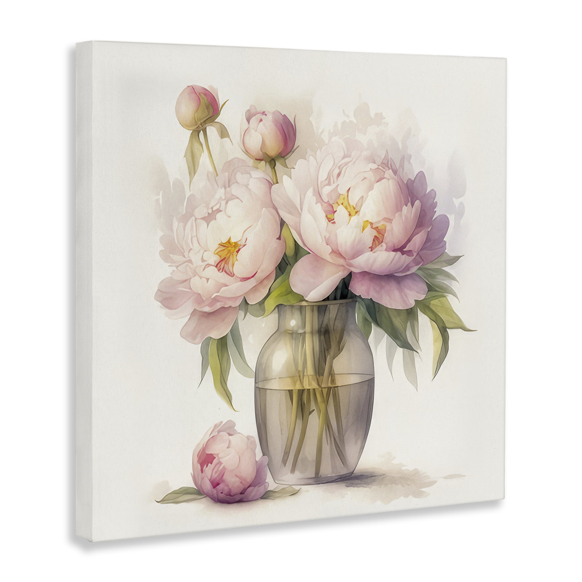 Stupell Industries Subtle Blush Peonies Plants & Flowers Painting Wrapped Canvas Art Print Wall Art, 36 x 36