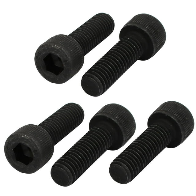 Unique Bargains 5pcs M8x25mm Fully Thread 12.9 Grade Hex Socket Cap Left Hand Screw Bolt Black