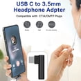 thumbnail image 2 of Paquete de 2 adaptadores de auriculares de audio USB C a 3,5 mm, adaptador tipo C a conector auxiliar Dongle de ángulo recto con chip DAC, 2 of 5