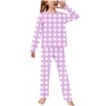 thumbnail image 2 of Amidoa Girls Summer Outfits 2 Piece Long Sleeve Cute Print Homewear Top and Pants Kids Clothing Sets Purple Size 10, 2 of 3