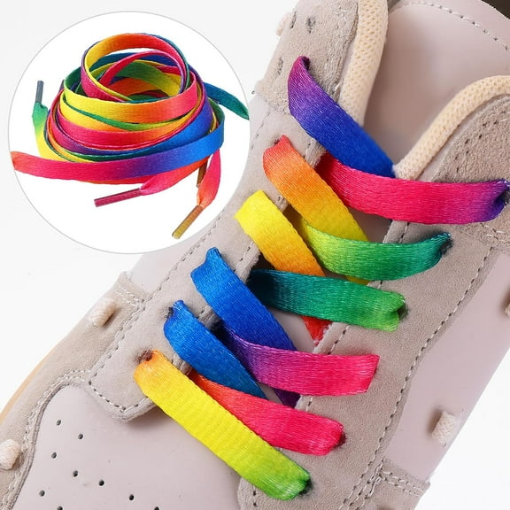 Monebena 47" 5 Pairs Rainbow Shoe Laces Flat Shoelaces for Adult Sneakers Colorful Shoelaces Flat Rainbow Gradient Shoe Laces